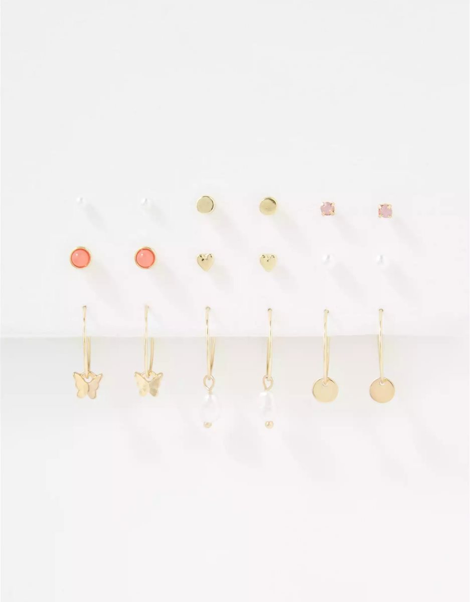 Bijoux American Eagle AEO Coral Stud Hoop Earring 18-Pack Multicolore Femme | AJV-72920329